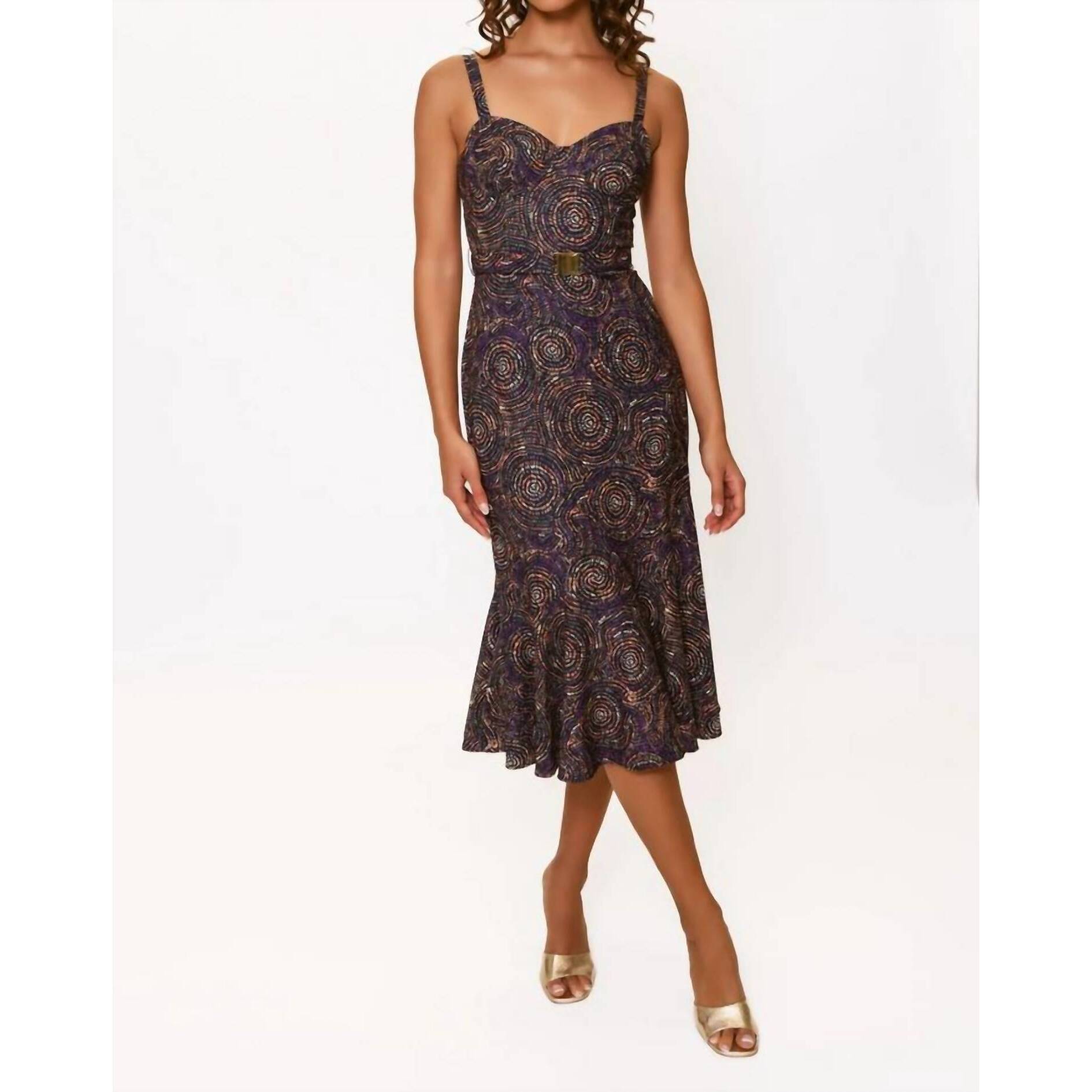 New Hutch Lydia Dress In Navy Multi Speckled Swirls